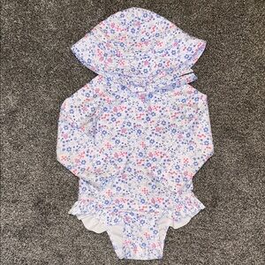 Floral Baby Swimsuit with Hat